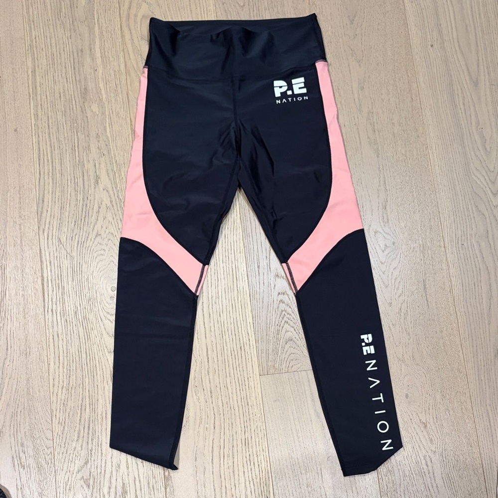 P.E Nation Black with Pink Panel Workout Leggings